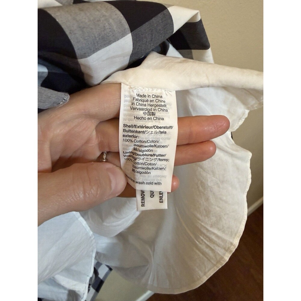 J.Crew Gingham Faux-Wrap Cotton Poplin Midi Dress 00 NWT Black & White Classic - Picture 8 of 11
